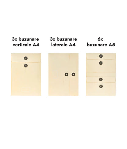 Organizator documente familie, 10 buzunare A4, cu 48 de etichete incluse