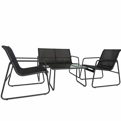 Set Mobilier Grădină AT PERFORMANCE® 4 Piese – Canapea, 2 Fotolii, Măsuță, Cadru Metalic