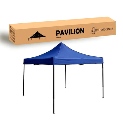 Cort Pavilion AT PERFORMANCE 3x3m – Pliabil, Prelată Impermeabilă, Structură Metalică, pentru Curte, Grădină și Evenimente