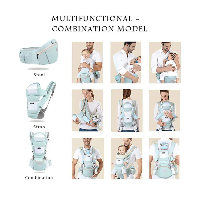Marsupiu Multifunctional pentru bebelusi cu suport lombar, At Performance, Bumbac, 9 in 1, Varsta 0-36 luni