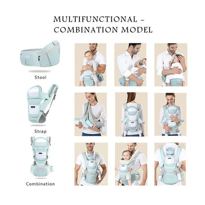 Marsupiu Multifunctional pentru bebelusi cu suport lombar, At Performance, Bumbac, 9 in 1, Varsta 0-36 luni