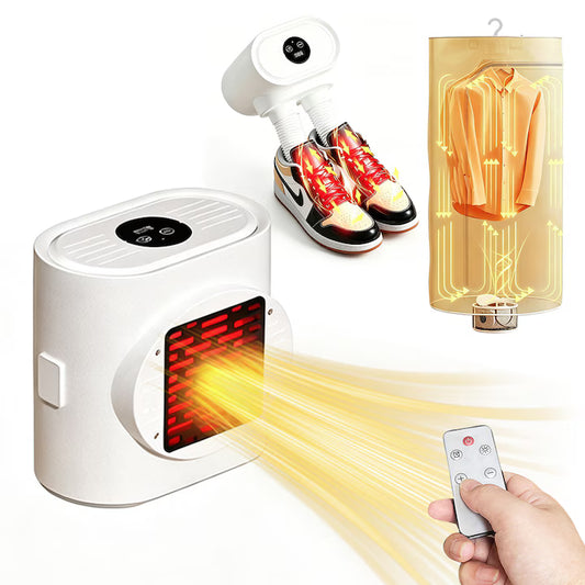 Uscător de Haine Portabil 3 în 1 – 600W, Aer Cald 360°, Temporizator 480 min, Telecomandă