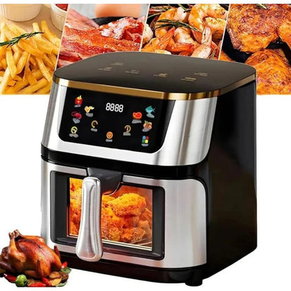 Friteuza cu Aer Cald 10L AT PERFORMANCE® 2400W | Display Digital Touch | 8 Programe | Geam Transparent | Negru