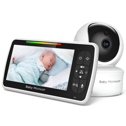 Baby Monitor Video 5" cu Cameră Rotativă 355°, Vedere Nocturnă