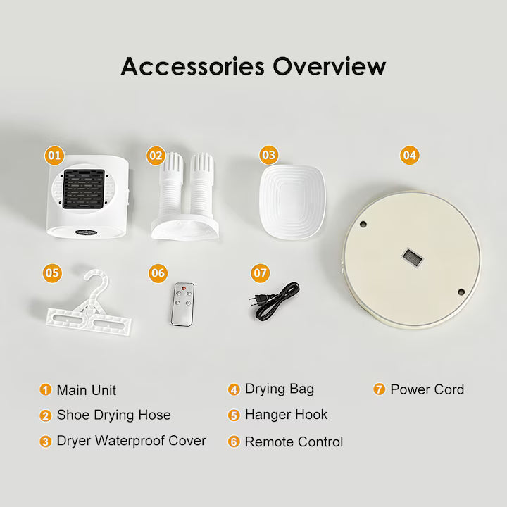 Uscător de Haine Portabil 3 în 1 – 600W, Aer Cald 360°, Temporizator 480 min, Telecomandă