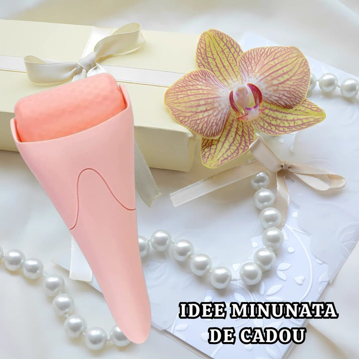 Set Îngrijire Facială 2 în 1: Perie Drenaj Limfatic și Ice Roller pentru Față și Ochi