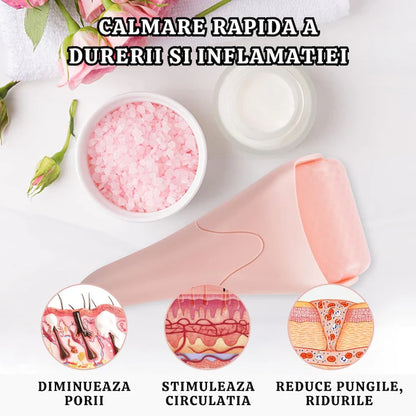 Set Îngrijire Facială 2 în 1: Perie Drenaj Limfatic și Ice Roller pentru Față și Ochi