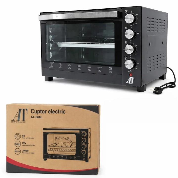 Cuptor Electric AT Performance AT-060L 60L | 3000W | Timer 60 min | Temperatură reglabilă | Negru