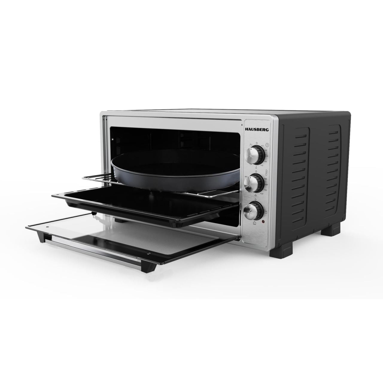 Cuptor electric Hausberg HB-9250NG, Capacitate 55 Litri, Putere 1400 W, Termostat, Gri/Negru