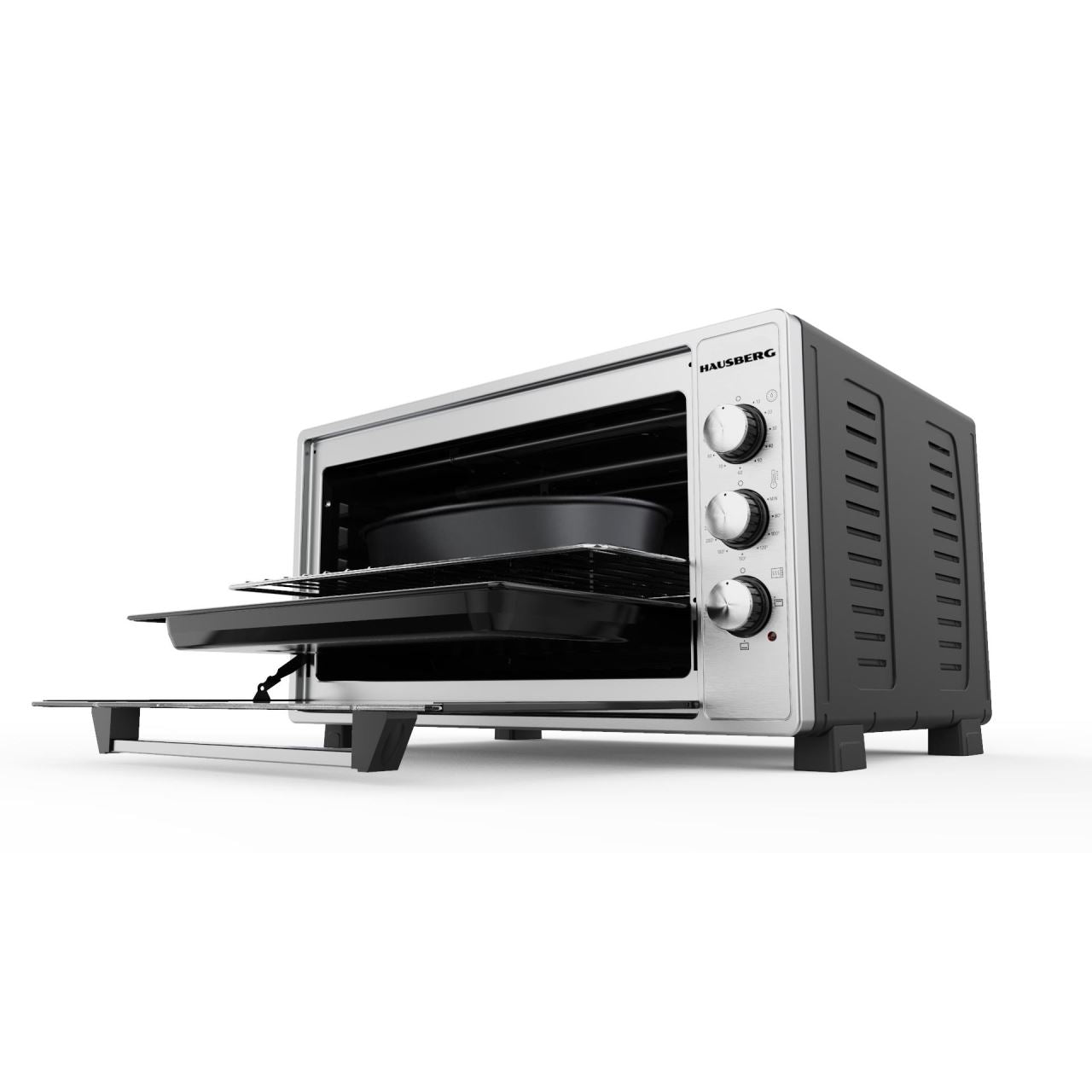 Cuptor electric Hausberg HB-9250NG, Capacitate 55 Litri, Putere 1400 W, Termostat, Gri/Negru
