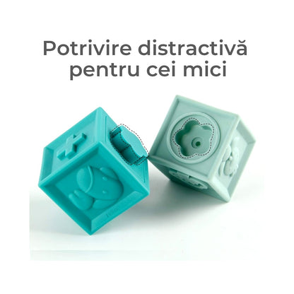 Set 12 Blocuri senzoriale moi pentru copii, 5 x 5 x 5 cm, Multicolor